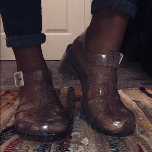 clear jelly shoes with small heel